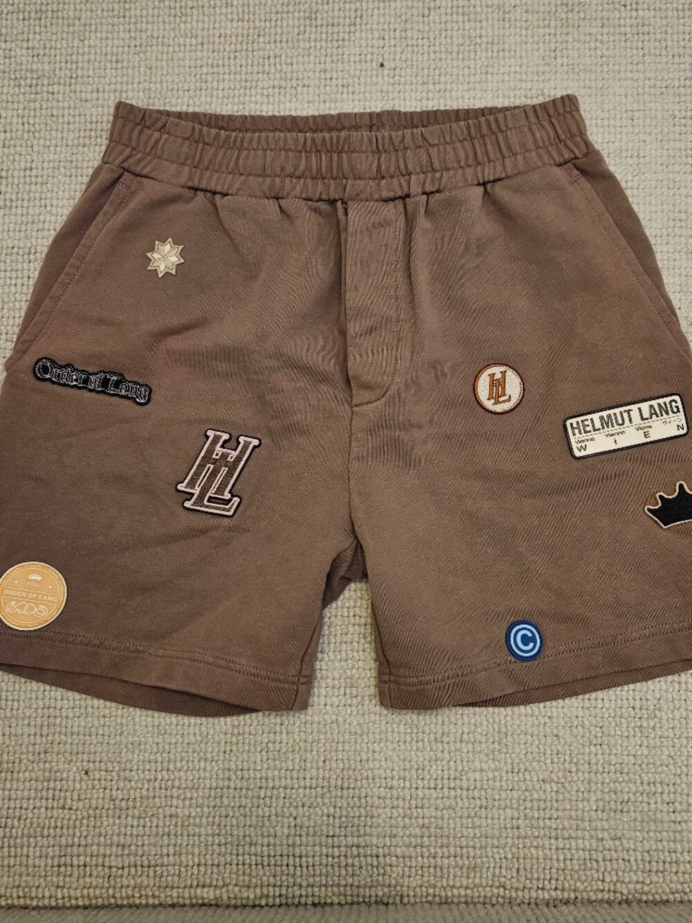 Helmut Lang Societas Shorts Men's Medium M Cotton Terry Casual Streetwear Brown